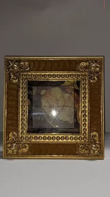 Michael Hero 3” X 3” Soft Brown Gold & Pearl Picture Frame In Box • $40