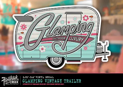 Glamping - Vintage Trailer Decal - Camping - RV - Camper - Shasta Trailer Retro • $10
