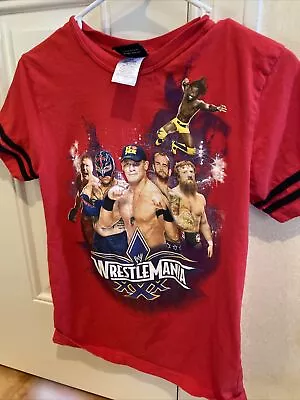 WWE Wrestlemana XXX 30 Wwf T-Shirt Kids Wrestling Red Tee Shirt Sz L John Cena • £12.05