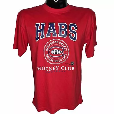 MONTREAL CANADIENS Habs T-Shirt Mens Medium Red Authentic Hockey Casual NHL NWT • $13.49