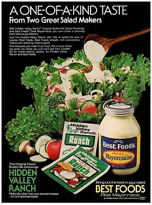 1981 Hidden Valley Ranch Print Ad Best Foods Great Taste Salad Makers Dip Mix • $11.50