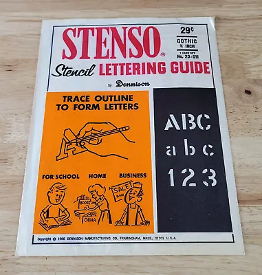 Vintage Dennison Stenso STENCIL LETTERING GUIDE Gothic 3/4  1 Card Set #20-011 • $2.49