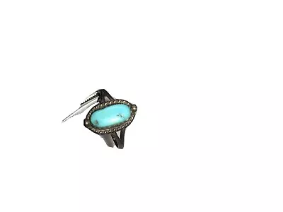 Vintage Turquoise Stone Sterling Silver Ring Exquisite 1970’s Navajo Sharp • $49.99