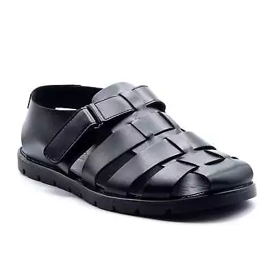 New!  Men's 69211 Leather Closed Toe Fisherman Caged Covered Dress Sandals • $44.99