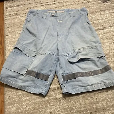 Marithe Francois Girbaud Mens 36 Blue Denim Shuttle Tape Cargo Jean Shorts *A • $29.95