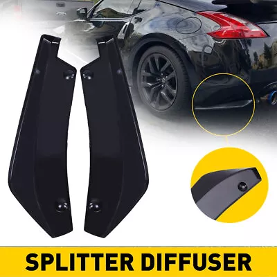 2x Car Rear Bumper Lip Spoiler Diffuser Wrap Angle Splitter Canards Gloss Black • $34.95