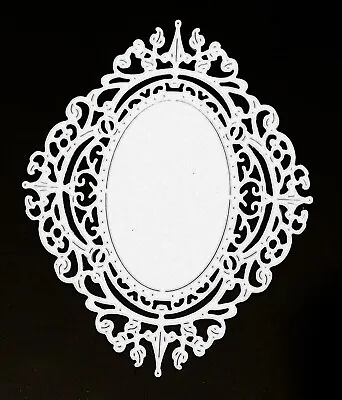 4 Large Intricate Oval Frame Die Cut Shapes For Card Making Tattered Lace • £2.98