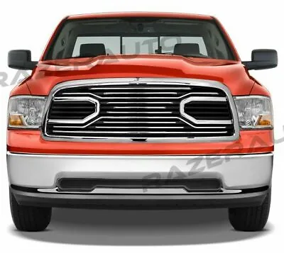 Big Horn Chrome Black Packaged Grille+Replacement Shell Fit 09-12 Dodge Ram 1500 • $229.95