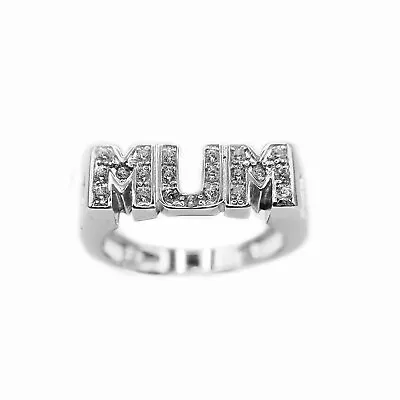 Sterling Silver & Cubic Zirconia MUM Ring • £32