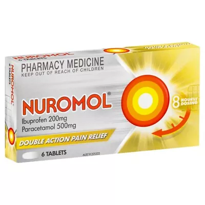 Nuromol 6 Tablets Dual Action Pain Relief Ibuprofen 200mg Paracetamol 500mg • $14.49