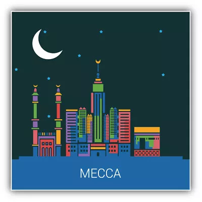 Mecca Night Skyline Landmark Car Bumper Sticker Decal • $2.75