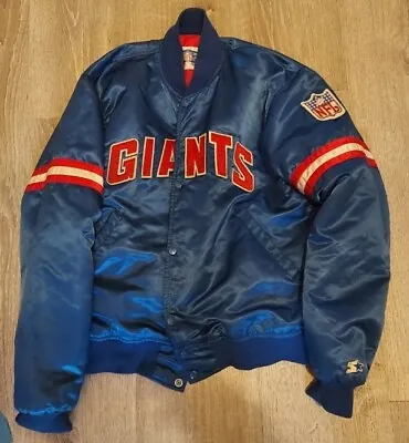 Vintage 1990s New York Giants Starter Satin Jacket Big Logo NFL • $50