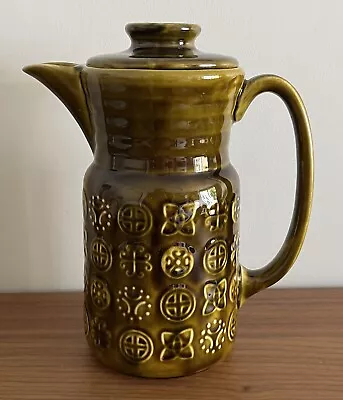 Lord Nelson Coffee Pot Pottery Ceramic Retro 1960s 70s Celtic Design Green • £9.99