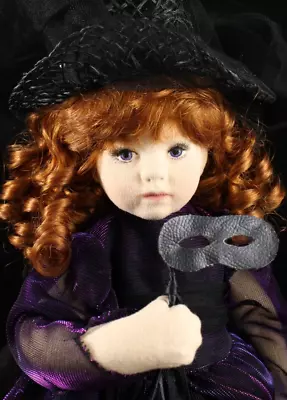 OOAK Marcia Merrill Hand Painted Molded Cloth Felt Artist Halloween Witch Doll • $175