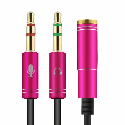 £2.99 • Buy Red 3.5mm Headphone Microphone Jack Splitter Cable 4 Pole Mic Adapter Male Lead