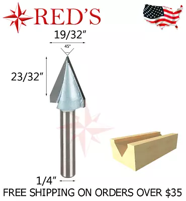 Tideway Carbide IND LC03040954 45 Degree V Groove Carving 1/4  Shank Router Bit • $6.25