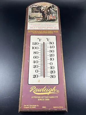 Vintage Wood Advertising Thermometer 15  Rawleigh Medical Co. Freeport IL • $34.95