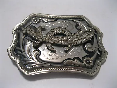 Masonic Belt Buckle Freemasonry Sword Rhinestones Shriner Silver Tone Metal • $17.50