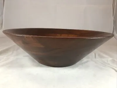 Vintage 83 Burl Walnut Wood Salad Bowl Billings Missouri 12  Wide USA MCM • $24