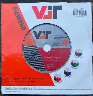 VJT 230mm Diamond Cutting Disc 9  Inch Mortar Cutting Blade Grinder Blade ECO-VJ • £12