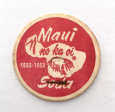 Maui Soda No Kai Oi Hawaii 1888-1988 Pog Milk Cap Red Souvenir 90s Game Piece • $14.35