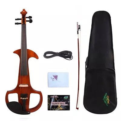 New Electric Violin 4/4 Hand Made Silent Violin Practice With Violin Bow Case • $59