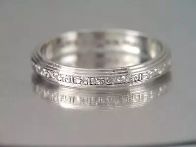 VINTAGE  S.KIND & SON ART DECO PLATINUM WEDDING BAND RING Sz 6 • $425