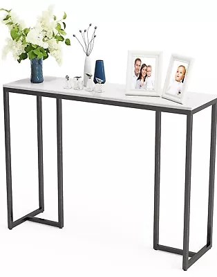  Slim Marble Console Table Hallway Unit 100cm High Gloss Sofa Side Table FATIVO • £59.99