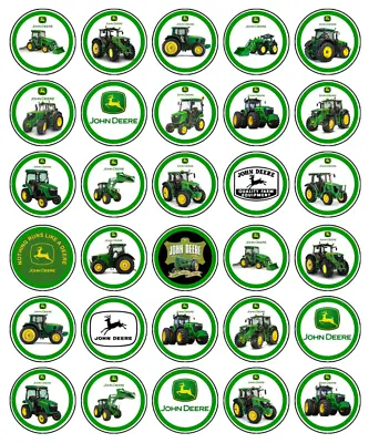 John Deere Tractor Cupcake Toppers Edible Icing Birthday Cake Decorations #01 • $7.14