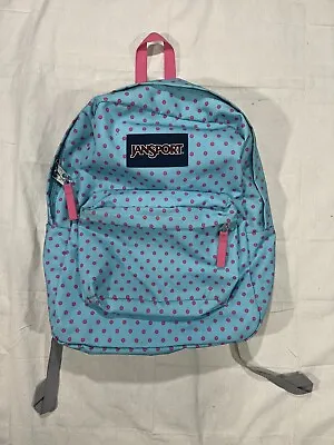 Jansport Superbreak Backpack Blue/ Pink Polka  Dot • £16.11