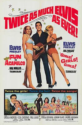 FUN IN ACAPULCO/GIRLS! GIRLS! GIRLS! Orig One Sheet Movie Poster ELVIS PRESLEY • $399.99