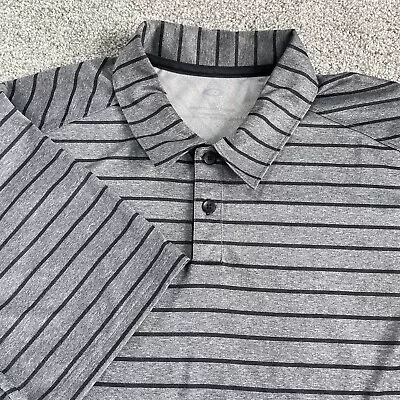 Oakley Golf Polo Shirt Mens Performance Gray Black Striped Size Large • $14.99