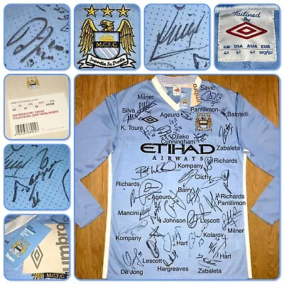 2011-2012 Manchester City Shirt Signed By 30 Inc Aguero Kompany Mancini (COA) • £675