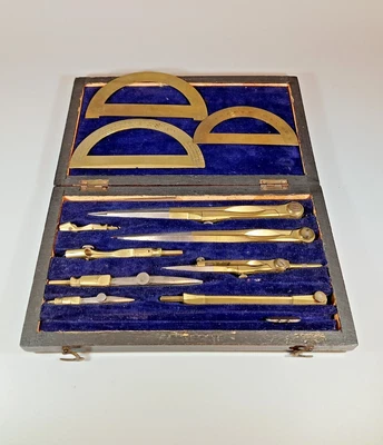 £9.99 • Buy Vintage Draftsman's Set And Box Drawing Instruments Compasses Tools Engineering