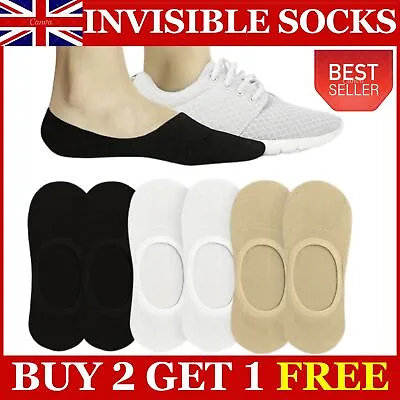 Mens Womens Invisible Cotton Socks Trainer No Show Shoe Liner Low Cut Sports UK • £3.59