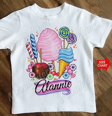 Personalized Name Sweets Cotton Candy Lollypop Ice CreamT-Shirt Or Baby Bodysuit • $19.51