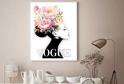 Vogue Girl With Flowers Print Premium Poster High Quality Choose Sizes • $23.90