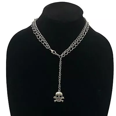 Women's Goth Skull Necklace With Multilayer Chain Choker Style 16 Inches • $17.47