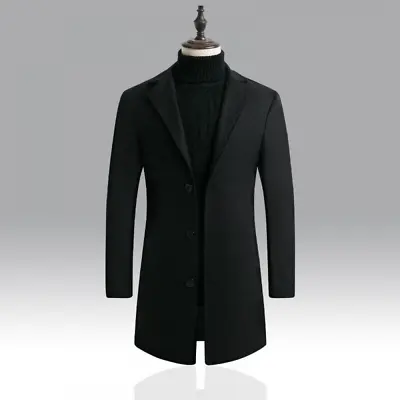 Men Breasted Long Jacket Trench Coat Winter Wool Overcoat Warm Outwear • $31.25