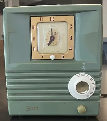 MCM Vintage 1954 Sonora Model 434 Light Green Alarm Clock Radio • $149.99