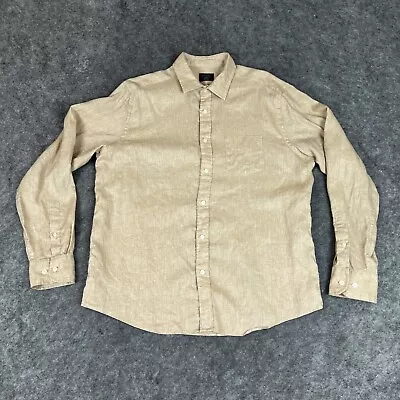 Untuckit Shirt Mens Large Tan Linen Button Up Wrinkle Resistant Light Ashton • $19.99