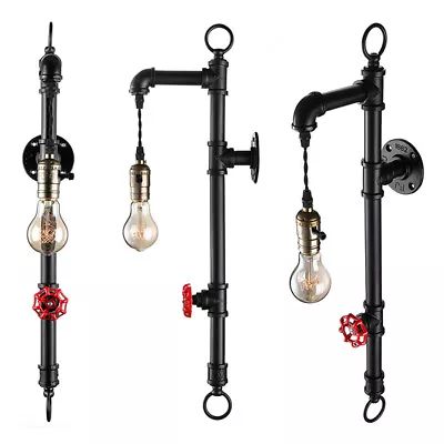 Rustic Industrial Metal Steampunk Pipe Loft Wall Light Cafe Bar Sconce Fixture • $48.99