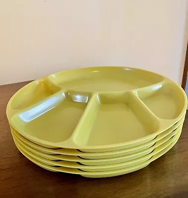 Vintage Yellow Enamel Divided Plate Set 2 Enamelware Japan Fondue Sushi Retro  • $35