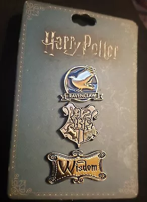 House Ravenclaw - Harry Potter Set Of 3 Lapel Pins Hogwarts Crest Wisdom Raven • $7.90