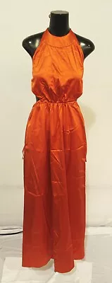 $103.99 • Buy Staud Women's Sidney Halter Neck Tie Back Maxi Dress AH4 Orange Size XS NWT