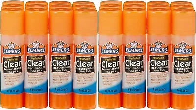 Elmer's Repositionable  Clear Photo Safe Glue Stick Washable .28 Oz - 24 Pack • $13.99