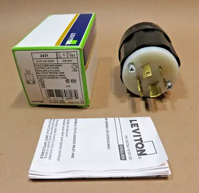 Leviton 2431 20 Amp 480V Locking Plug 3-Phase 3-Pole 4-Wire Grounding • $15.99