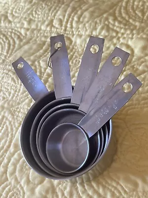 Set Of 5 Vintage Stainless Steel Measuring Cups  1/8 1/4 1/3 1/2 1 Cup China • $15