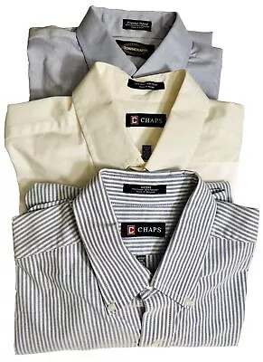 Lot Of 3 Size 16-16 1/2 (32/33) Large Oxford Dress Shirts Chaps & Towncraft • $29.99