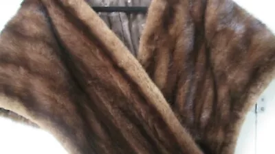 STUNNING!  Vintage Rich Dark MINK Fur Stole Capelet Cape Large • $125